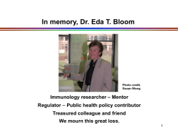 In memory, Dr. Eda T. Bloom –