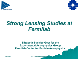 Strong Lensing Studies at Fermilab