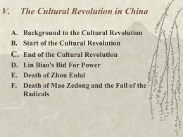 V. The Cultural Revolution in China C.