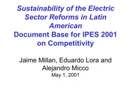 Sustainability of the Electric Sector Reforms in Latin American