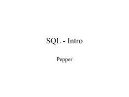 SQL - Intro Pepper