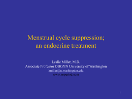 Menstrual cycle suppression; an endocrine treatment Leslie Miller, M.D.