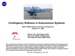 Contingency Software in Autonomous Systems Robyn Lutz, JPL/Caltech &amp; ISU