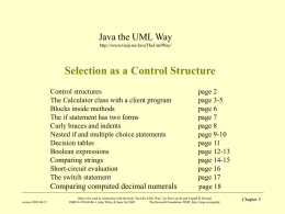 Selection as a Control Structure Java the UML Way