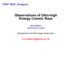 Observations of Ultra-high Energy Cosmic Rays TAUP 2005: Zaragoza