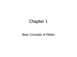 Chapter 1 Basic Concepts of Matter
