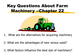 Key Questions About Farm Machinery --Chapter 22