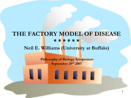 THE FACTORY MODEL OF DISEASE * * * * * *