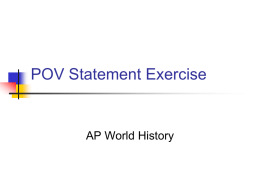 POV Statement Exercise AP World History