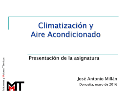 Climatización y Aire Acondicionado Presentación de la asignatura José Antonio Millán
