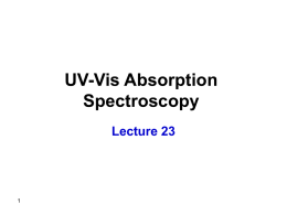 UV-Vis Absorption Spectroscopy Lecture 23 1