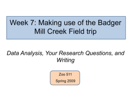 Week 7: Making use of the Badger Mill Creek Field trip Writing
