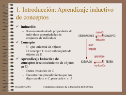1. Introducción: Aprendizaje inductivo de conceptos Inducción Concepto