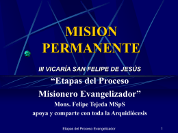 MISION PERMANENTE “Etapas del Proceso Misionero Evangelizador”