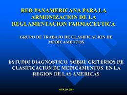 RED PANAMERICANA PARA LA ARMONIZACION DE LA REGLAMENTACION FARMACEUTICA