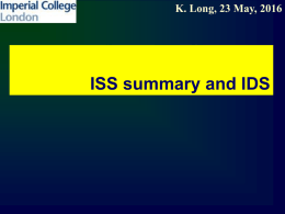 ISS summary and IDS K. Long, 23 May, 2016
