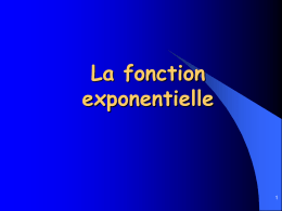 La fonction exponentielle 1