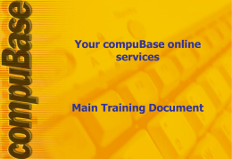 Your compuBase online services Main Training Document