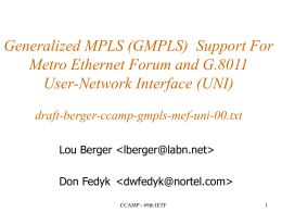 Generalized MPLS (GMPLS)  Support For Metro Ethernet Forum and G.8011 draft-berger-ccamp-gmpls-mef-uni-00.txt
