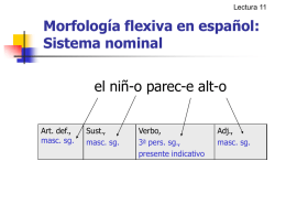 Morfología flexiva en español: Sistema nominal el niñ-o parec-e alt-o Art. def.,