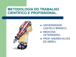 METODOLOGIA DO TRABALHO CIENTÍFICO E PROFISSIONAL. UNIVERSIDADE CASTELO BRANCO.