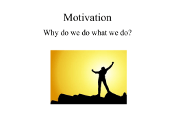 Motivation Why do we do what we do?