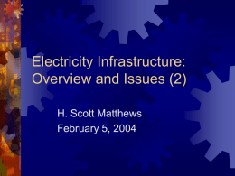 Electricity Infrastructure: Overview and Issues (2) H. Scott Matthews February 5, 2004
