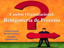 Reingeniería de Procesos Cambio Organizacional: Profesor Manuel Bernales Pacheco