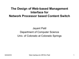 The Design of Web-based Management Interface for Network Processor based Content Switch