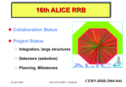 16th ALICE RRB  Collaboration Status Project Status