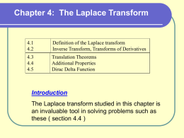 Chapter 4:  The Laplace Transform