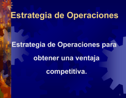 Estrategia de Operaciones Estrategia de Operaciones para obtener una ventaja competitiva.