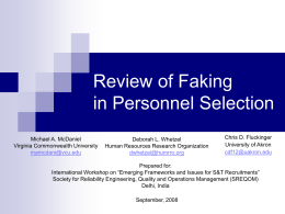 Review of Faking in Personnel Selection