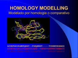 HOMOLOGY MODELLING Modelado por homologia o comparativo ACDEFGHIKLMNPQRST--FGHQWERT-----TYREWYEGHADS ASDEYAHLRILDPQRSTVAYAYE--KSFAPPGSFKWEYEAHADS