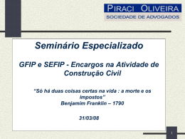 Seminário Especializado GFIP e SEFIP - Encargos na Atividade de Construção Civil