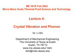 Lecture 4: Crystal Vibration and Phonon