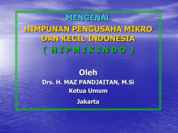 MENGENAL HIMPUNAN PENGUSAHA MIKRO DAN KECIL INDONESIA