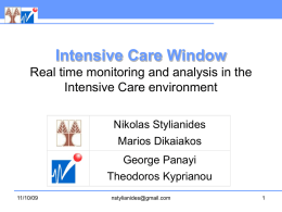 Intensive Care Window Real time monitoring and analysis in the Nikolas Stylianides