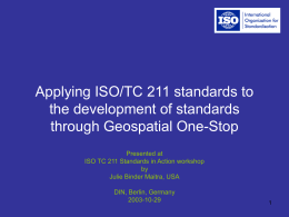 Applying ISO/TC 211 standards to the development of standards through Geospatial One-Stop