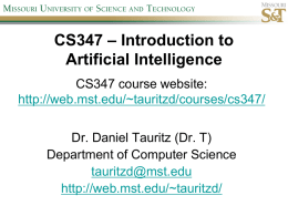 – Introduction to CS347 Artificial Intelligence CS347 course website: