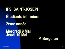 IFSI SAINT-JOSEPH Étudiants infirmiers 2ème année Mercredi 9 Mai
