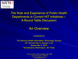 The Role and Experience of Public Health — A Round Table Discussion