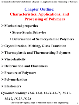 Chapter Outline: Characteristics, Applications, and Processing of Polymers