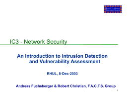 IC3 - Network Security An Introduction to Intrusion Detection and Vulnerability Assessment