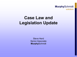Case Law and Legislation Update Murphy Steve Herd