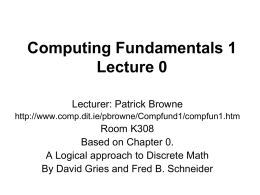 Computing Fundamentals 1 Lecture 0