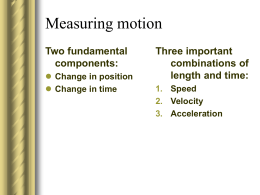 Measuring motion Two fundamental Three important components: