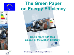 The Green Paper on Energy Efficiency Doing more with less