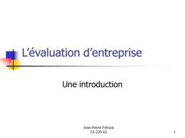 L’évaluation d’entreprise Une introduction Jean-Pierre Frénois 53-220-02