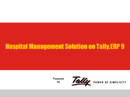 Hospital Management Solution on Tally.ERP 9 Powered by